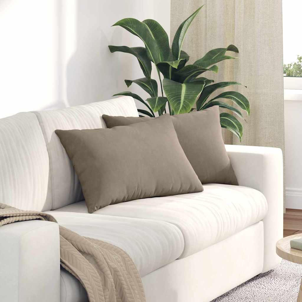 Sofa Kussens 2 stuks Taupe 60 x 40 cm Stof – afbeelding 1