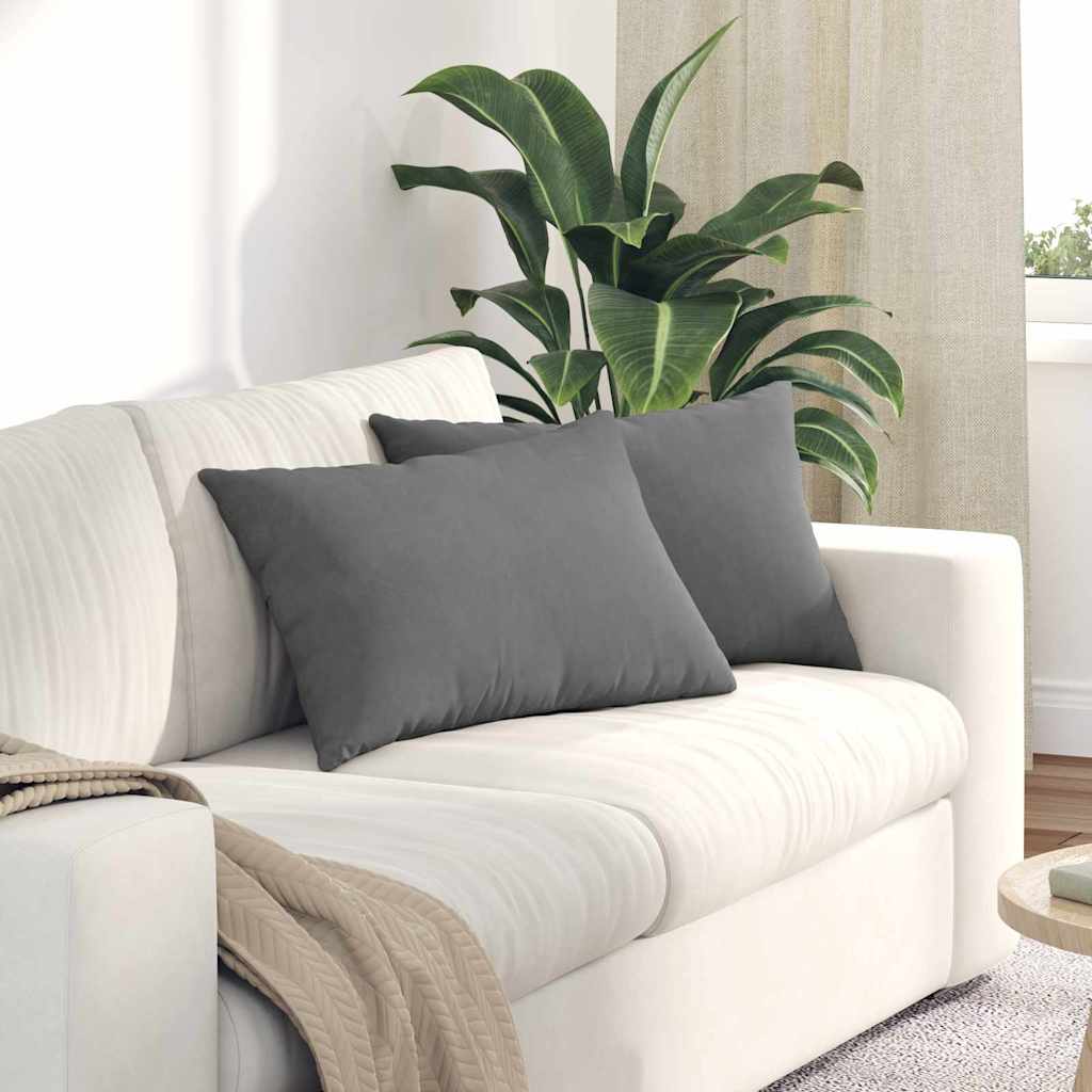 Sofa Kussens 2 stuks Donkergrijs 60 x 40 cm Stof