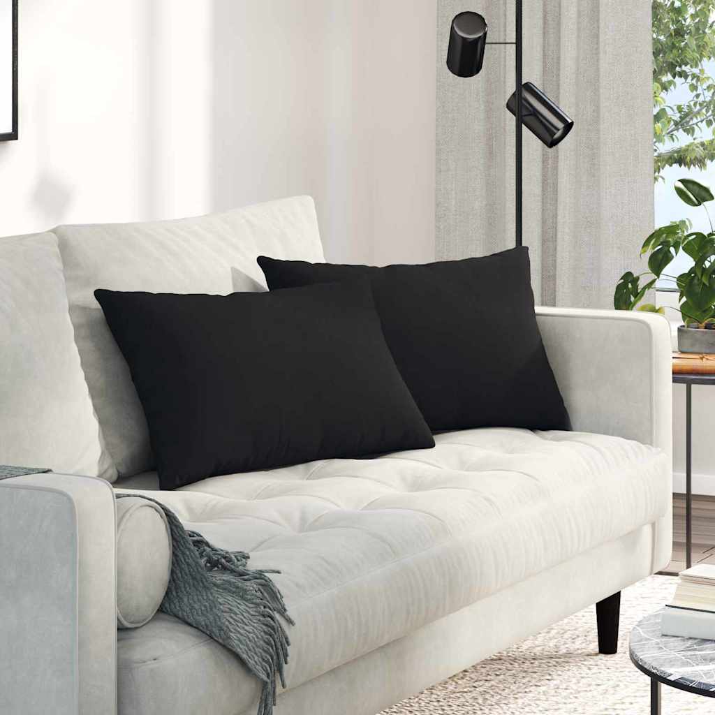 Sofa Kussens 2 stuks Zwart 60 x 40 cm Stof