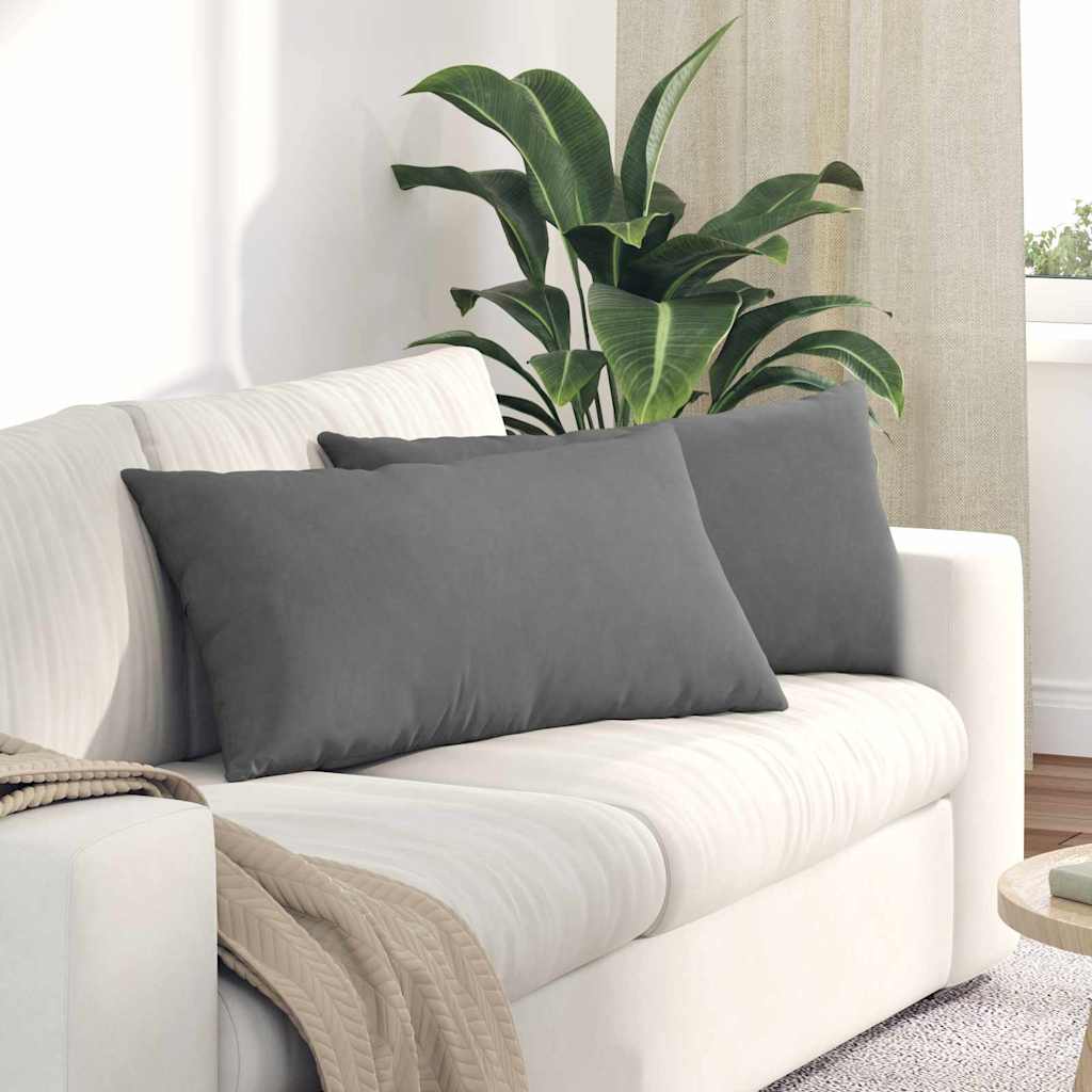 Sofa Kussens 2 stuks Donkergrijs 80 x 40 cm Stof