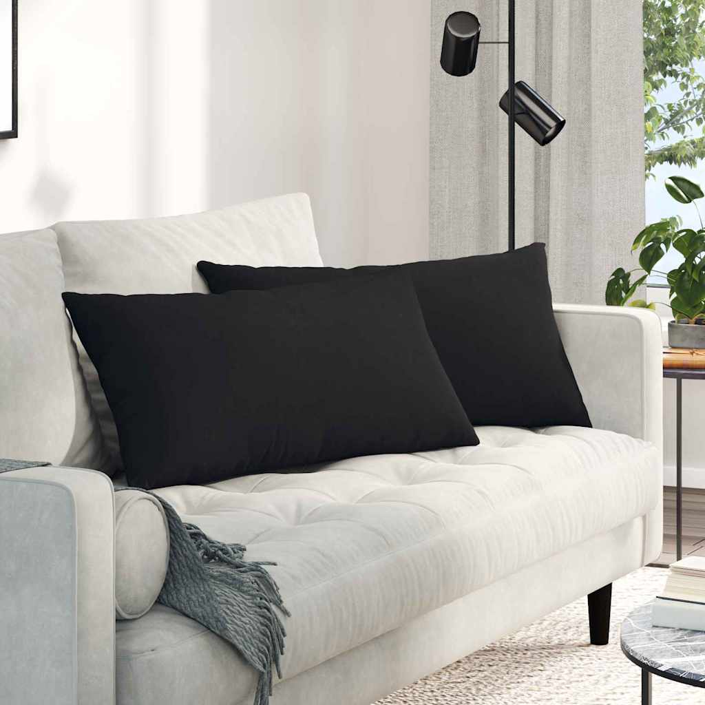 Sofa Kussens 2 stuks Zwart 80 x 40 cm Stof – afbeelding 1