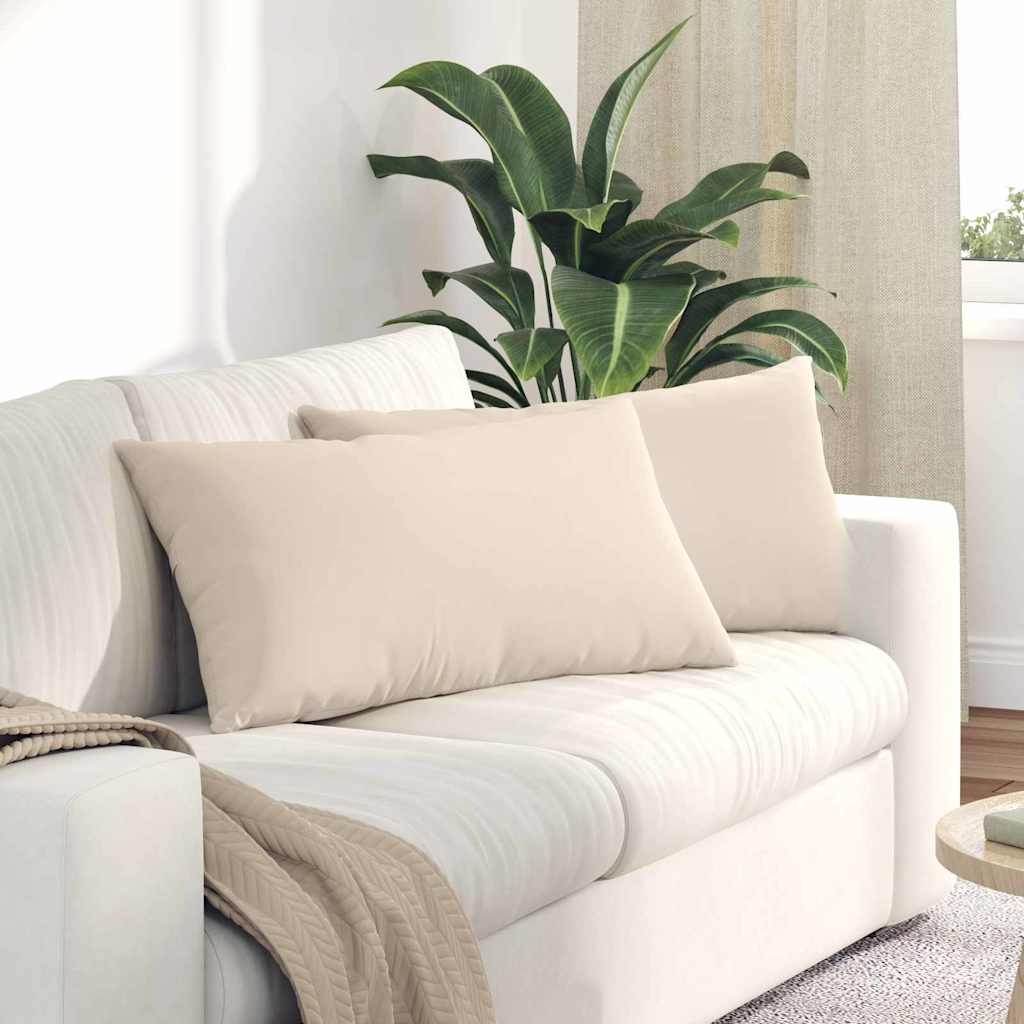 Sofa Kussens 2 stuks Beige 80 x 40 cm Stof – afbeelding 1