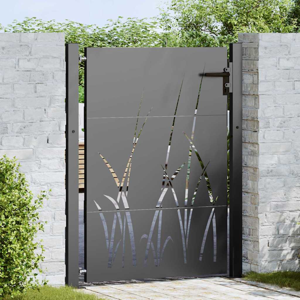 Tuinpoort met slot Zwart 110 x 155 cm Poedergecoat staal – afbeelding 1