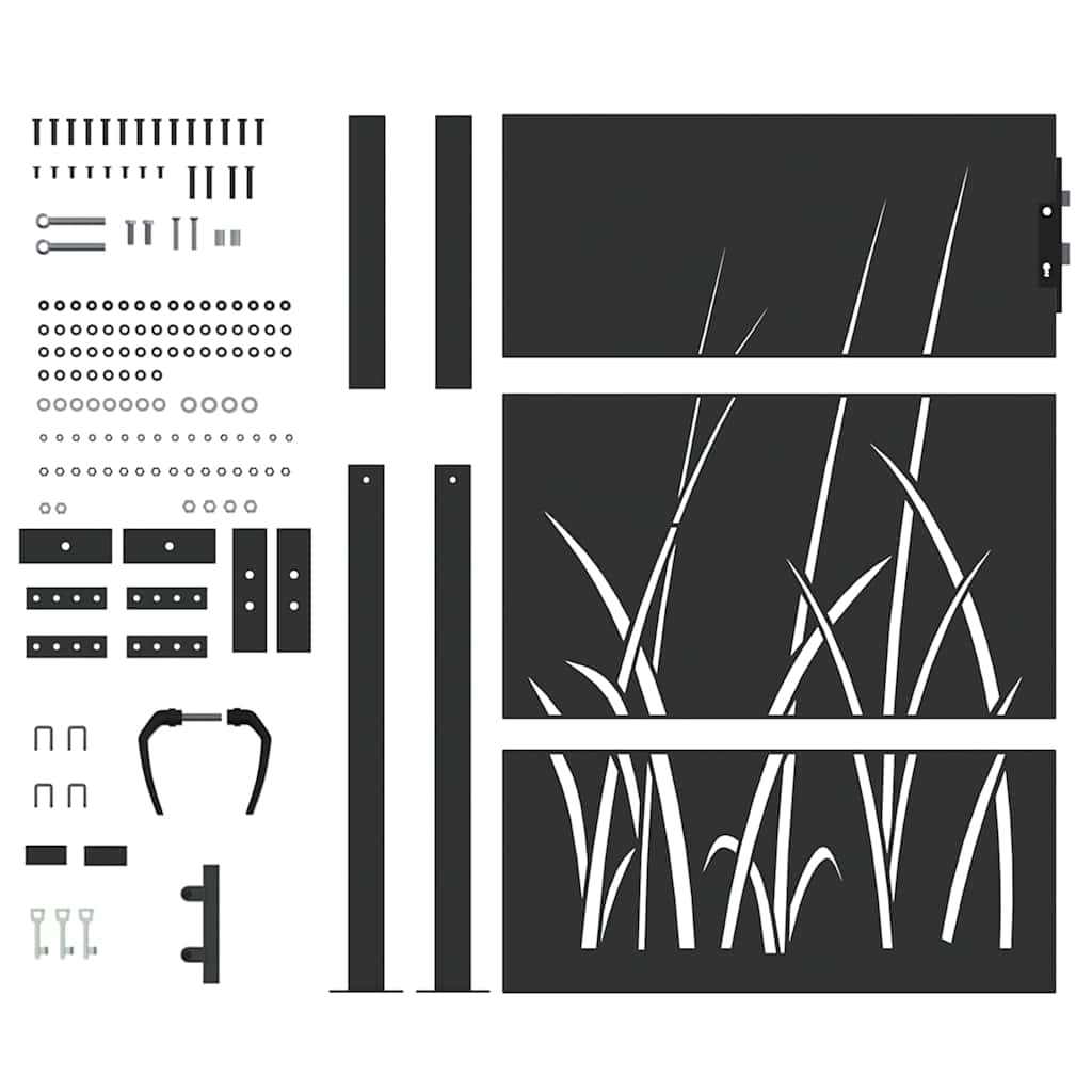 Tuinpoort met slot Zwart 110 x 155 cm Poedergecoat staal – afbeelding 8