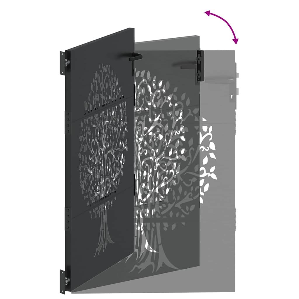 Tuinpoort met slot Zwart 110 x 155 cm Poedergecoat staal – afbeelding 9