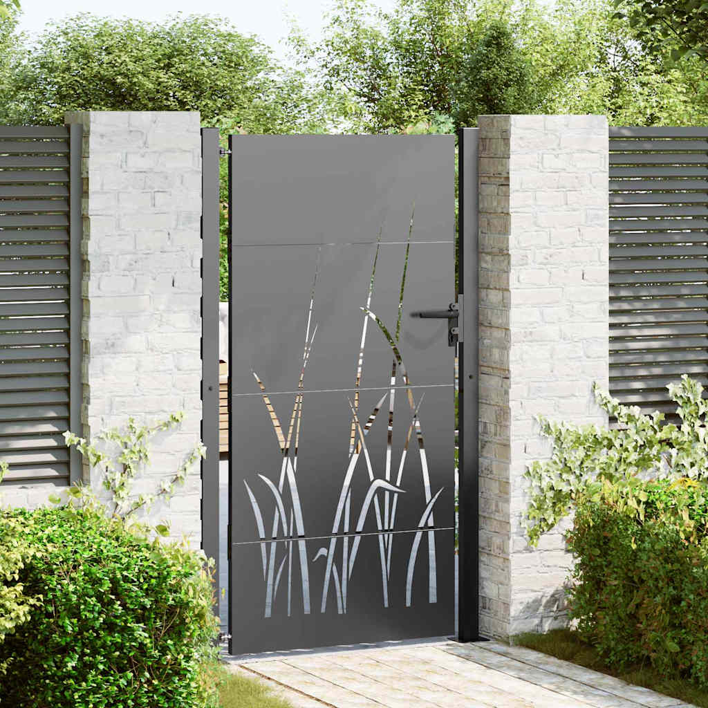Tuinpoort met slot Zwart 110 x 205 cm Poedergecoat staal