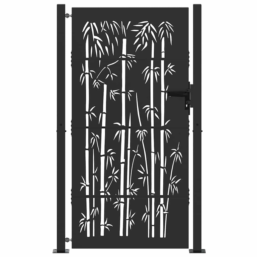 Tuinpoort met slot Zwart 110 x 180 cm Gepoedercoat staal – afbeelding 2