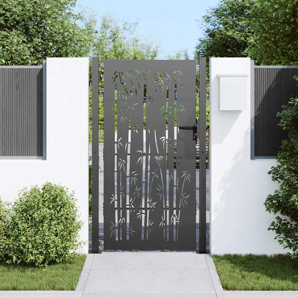 Tuinpoort met slot Zwart 110 x 180 cm Gepoedercoat staal – afbeelding 3