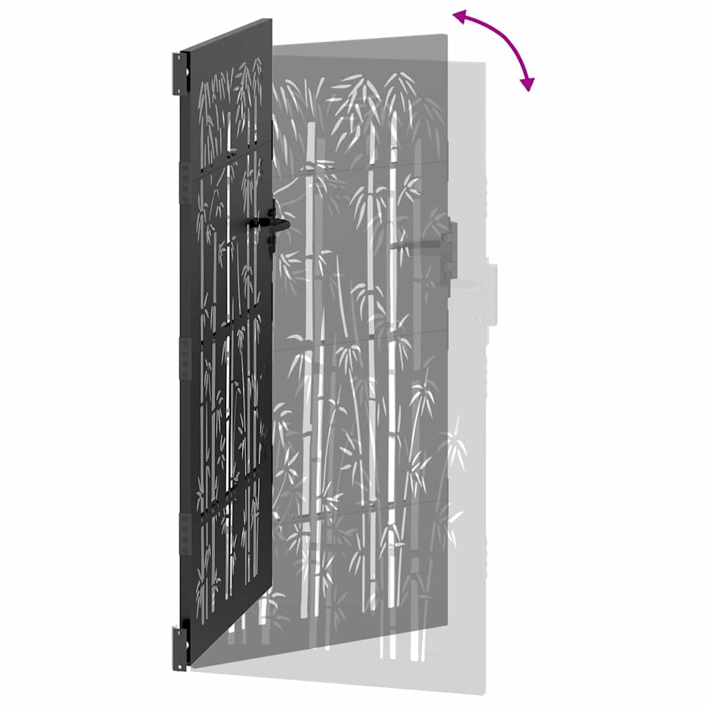 Tuinpoort met slot Zwart 110 x 180 cm Gepoedercoat staal – afbeelding 9