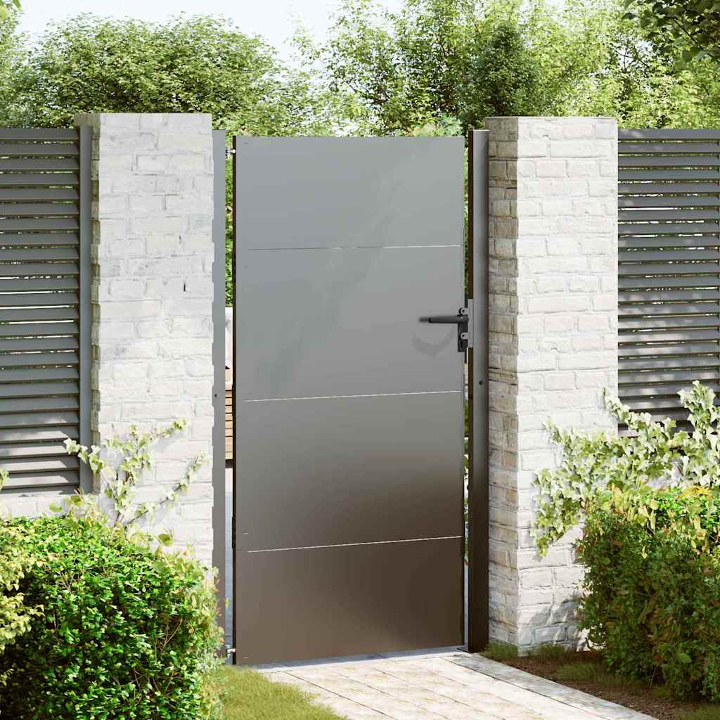 Tuinpoort met slot Zwart 110 x 180 cm Gepoedercoat staal – afbeelding 1