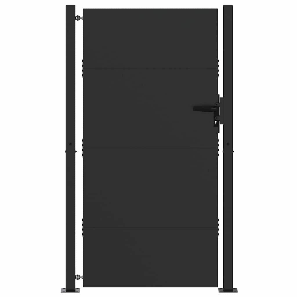 Tuinpoort met slot Zwart 110 x 180 cm Gepoedercoat staal – afbeelding 2