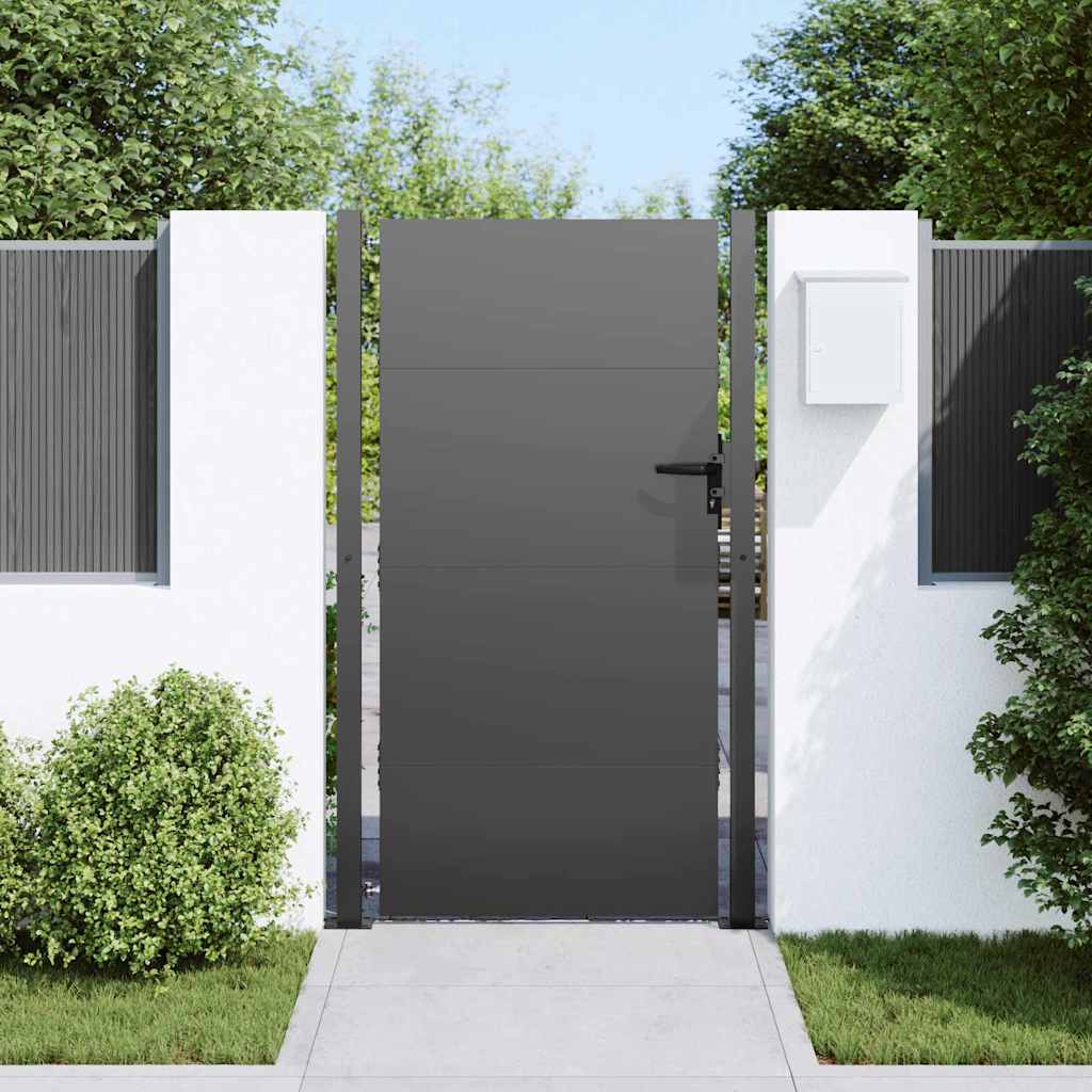 Tuinpoort met slot Zwart 110 x 180 cm Gepoedercoat staal – afbeelding 3