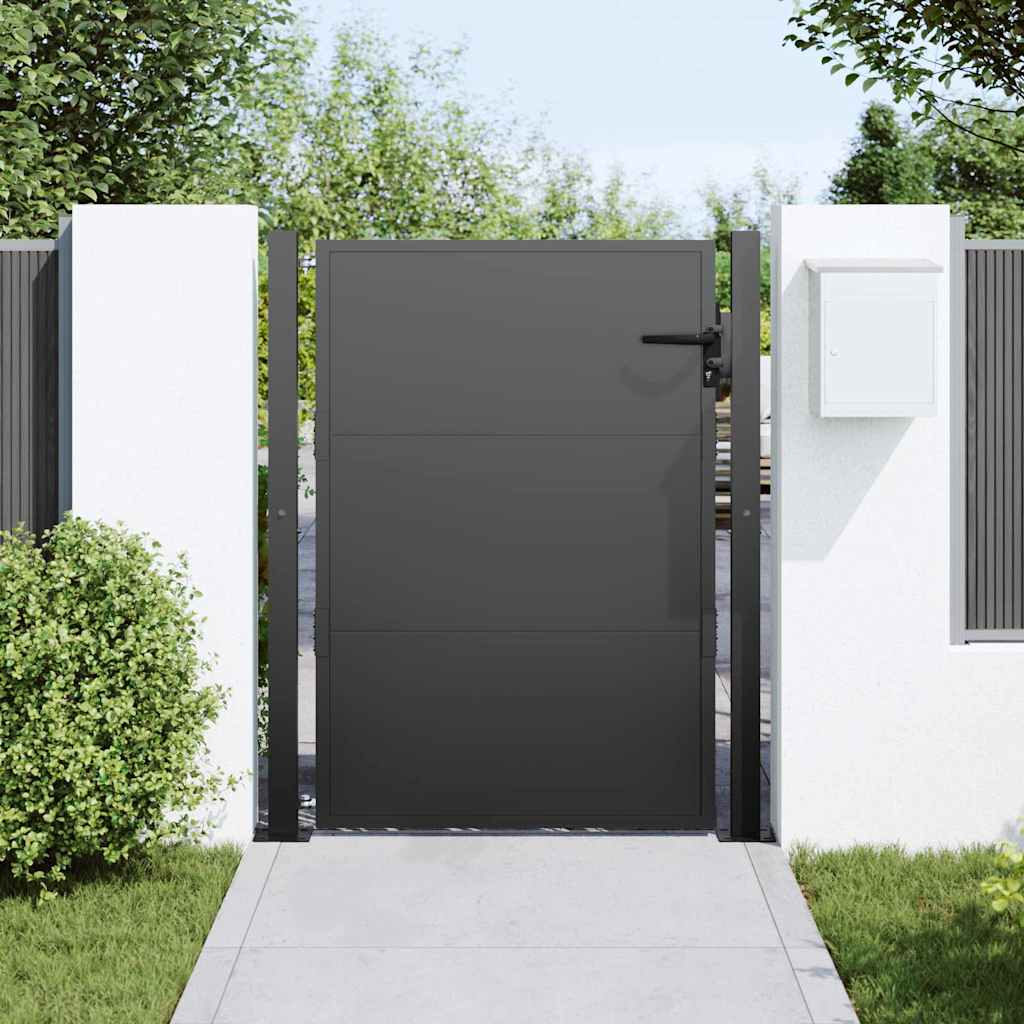 Tuinpoort met slot Zwart 110 x 155 cm Gepoedercoat staal – afbeelding 3