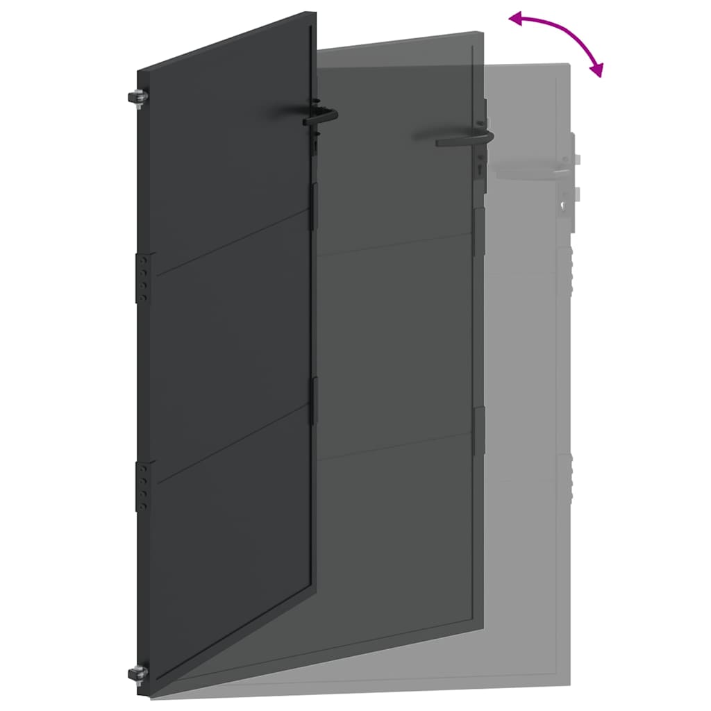 Tuinpoort met slot Zwart 110 x 155 cm Gepoedercoat staal – afbeelding 9