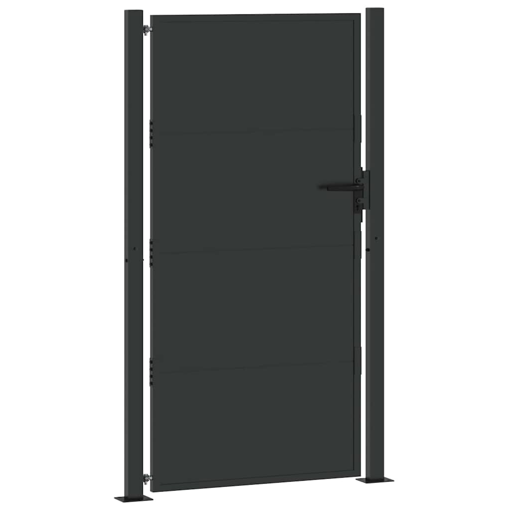 Tuinpoort met slot Zwart 110 x 205 cm Gepoedercoat staal – afbeelding 4