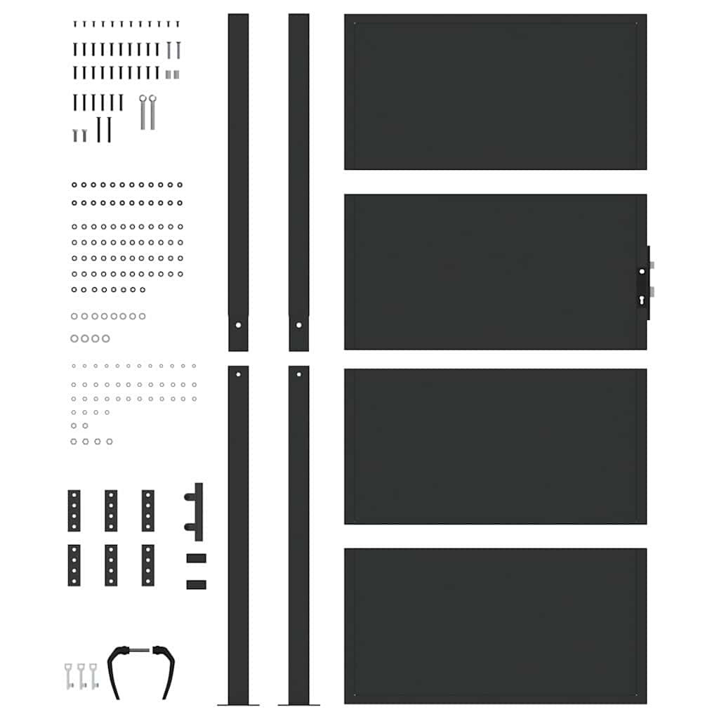 Tuinpoort met slot Zwart 110 x 205 cm Gepoedercoat staal – afbeelding 8
