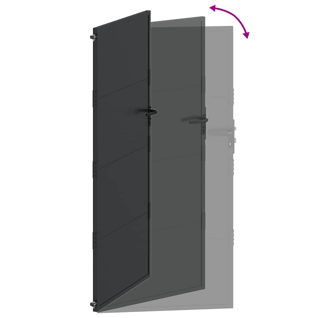 Tuinpoort met slot Zwart 110 x 205 cm Gepoedercoat staal – afbeelding 9