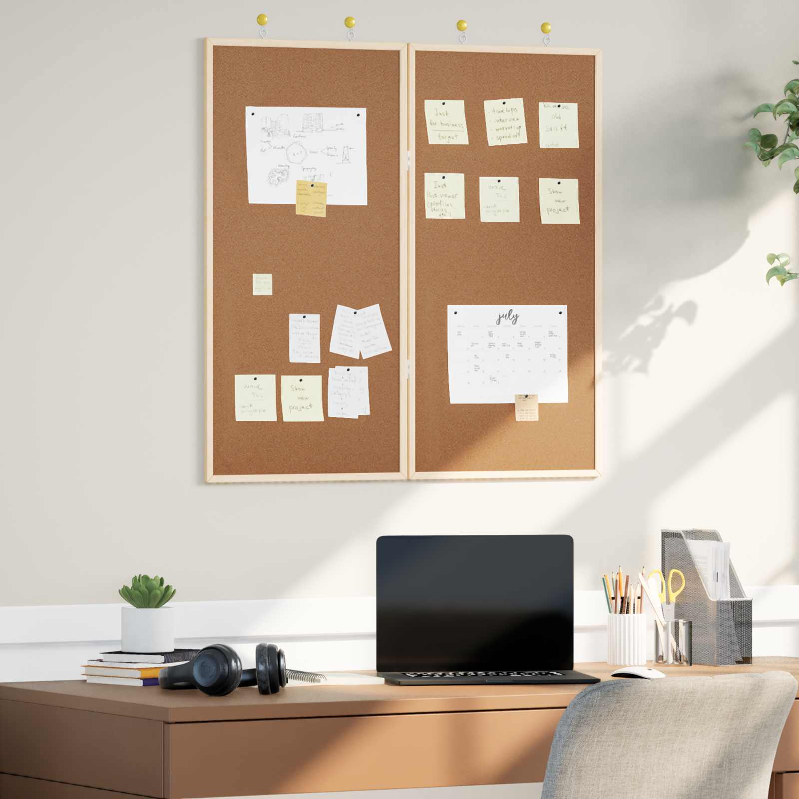 Bulletinbord Bruin 80 x 80 x 1.4 cm Massief grenenhout