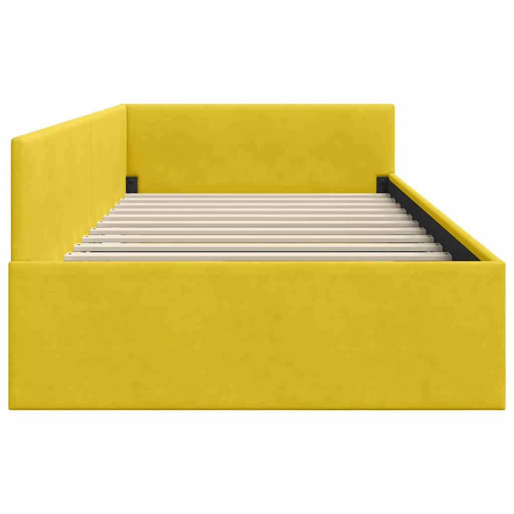Hoekbedframe met hoofdeinde Geel 90 cm x 200 cm Fluweel – afbeelding 6