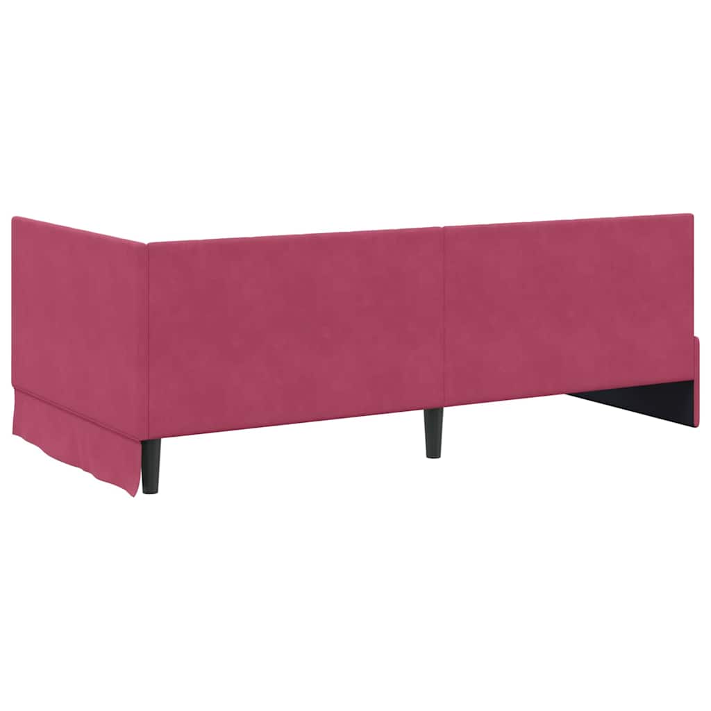 Hoekbedframe met hoofdeinde Wijnrood 90 cm x 200 cm Fluweel – afbeelding 7