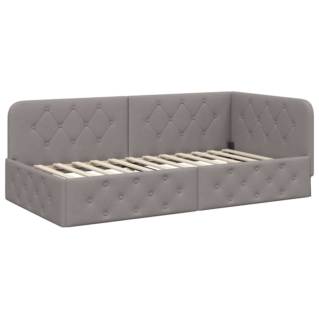 Hoekbedframe Taupe 90 x 190 cm Stof – afbeelding 2