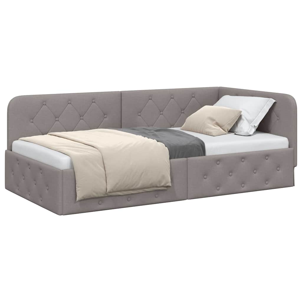 Hoekbedframe Taupe 90 x 190 cm Stof – afbeelding 3