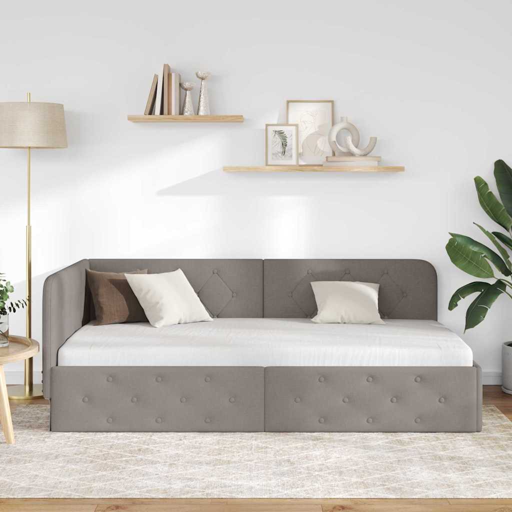 Hoekbedframe Taupe 90 x 190 cm Stof – afbeelding 4