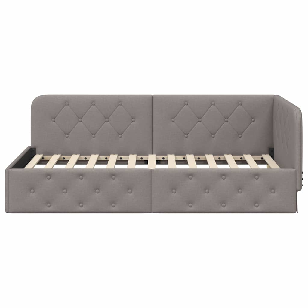 Hoekbedframe Taupe 90 x 190 cm Stof – afbeelding 5