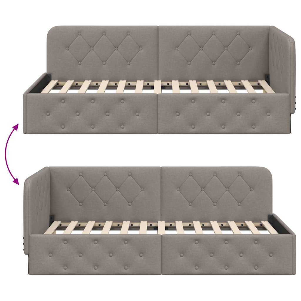 Hoekbedframe Taupe 90 x 190 cm Stof – afbeelding 9
