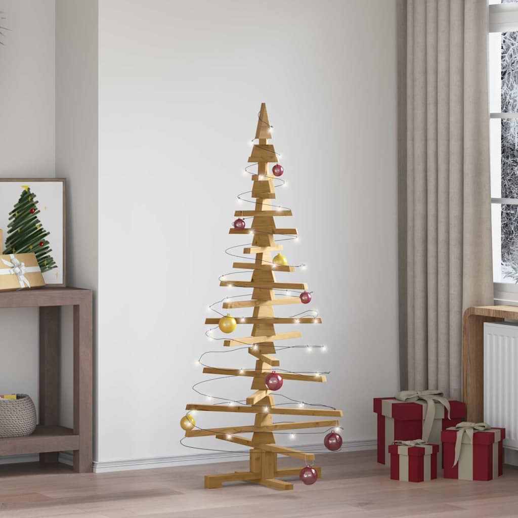Houten kerstboom met standaard Bruin 150 cm Massief grenenhout – afbeelding 1