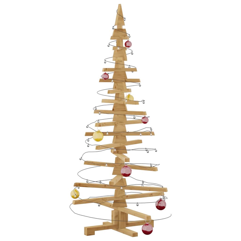 Houten kerstboom met standaard Bruin 150 cm Massief grenenhout – afbeelding 3