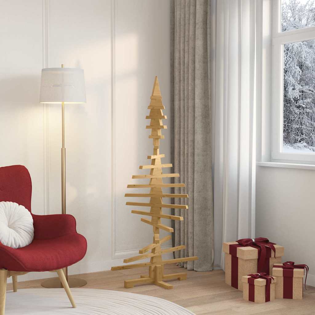 Houten kerstboom met standaard Bruin 150 cm Massief grenenhout – afbeelding 4