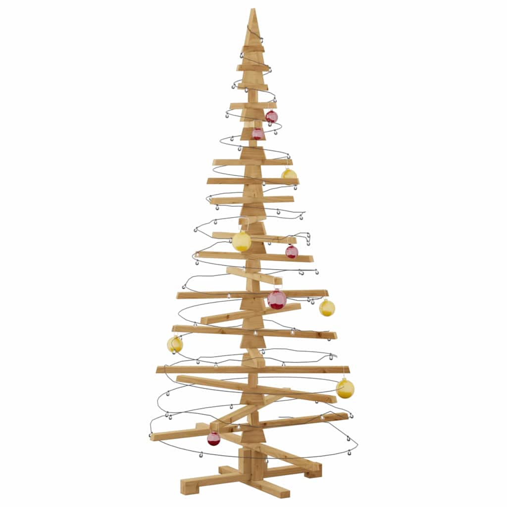 Houten kerstboom met standaard Bruin 180 cm Massief grenenhout – afbeelding 3