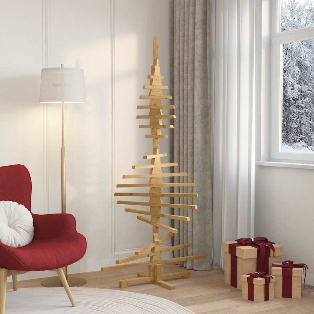 Houten kerstboom met standaard Bruin 180 cm Massief grenenhout – afbeelding 4