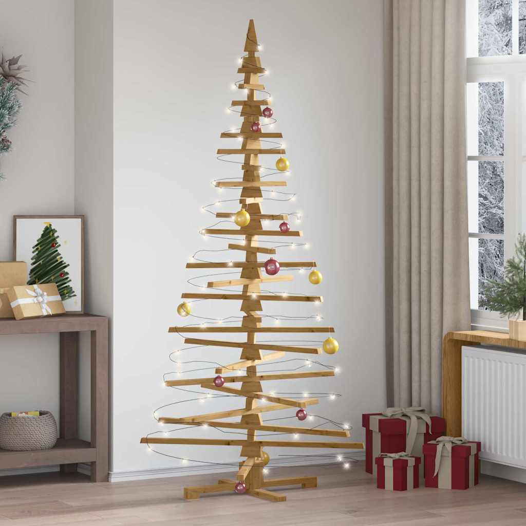Houten kerstboom met standaard Bruin 210 cm Massief grenenhout – afbeelding 1