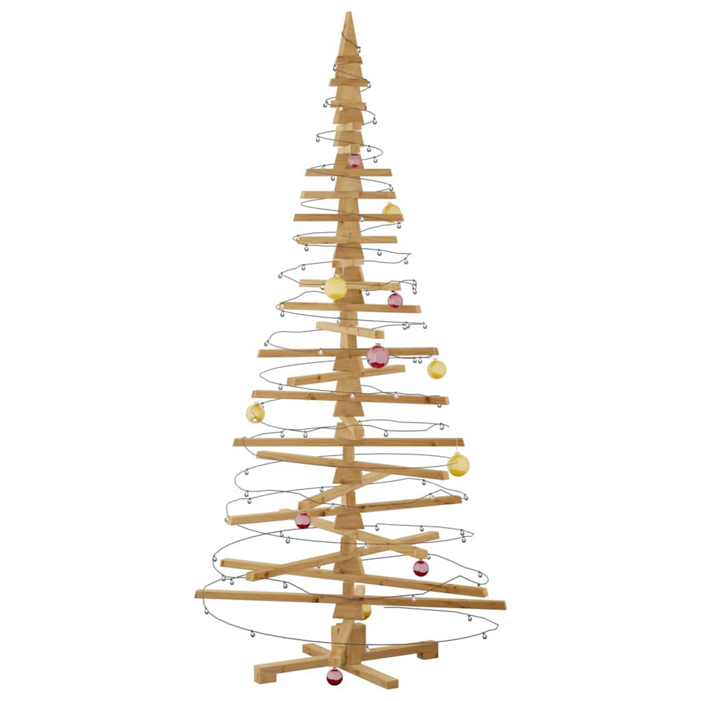 Houten kerstboom met standaard Bruin 210 cm Massief grenenhout – afbeelding 3