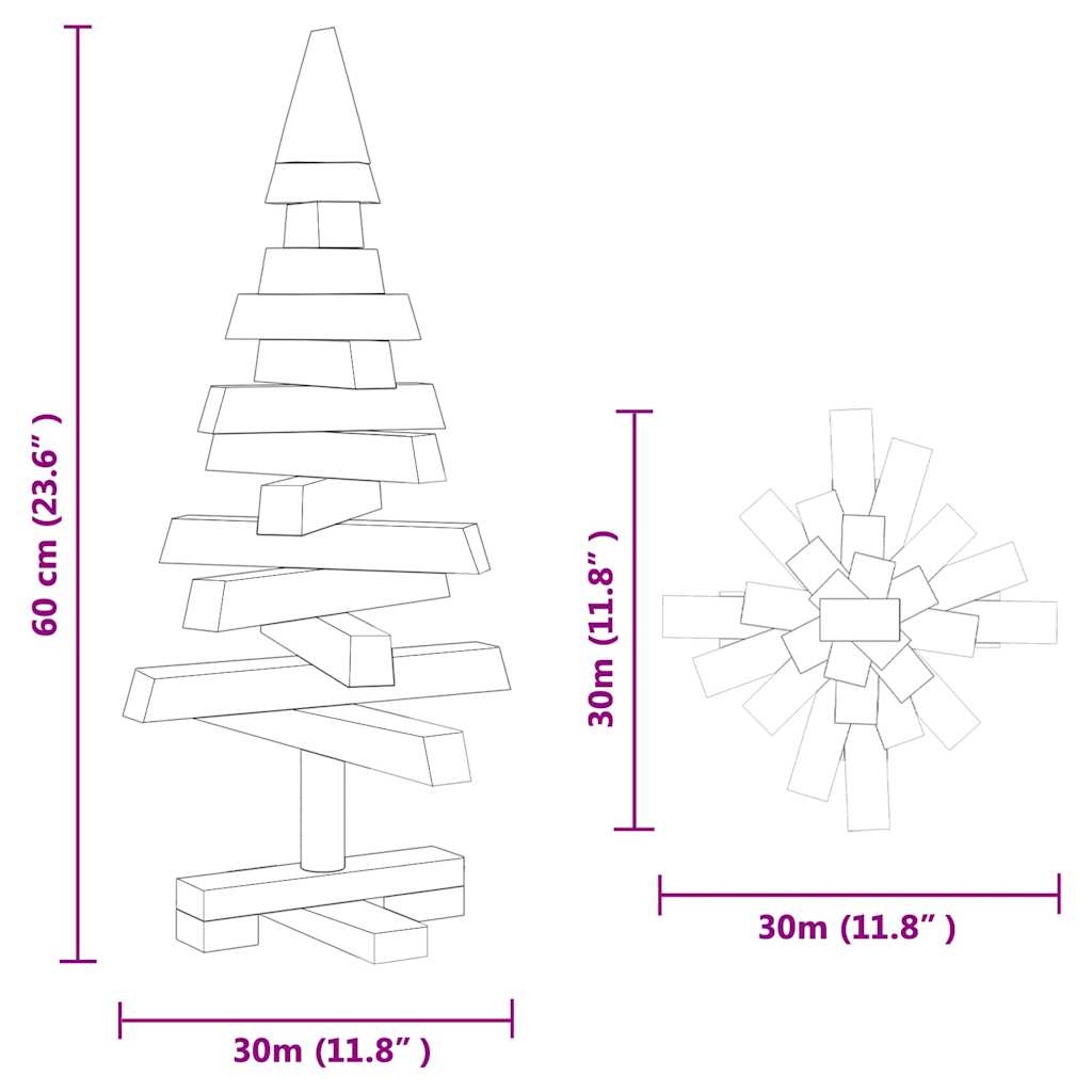 Kerstbomen met standaard Naturel 60 cm Massief grenenhout – afbeelding 11
