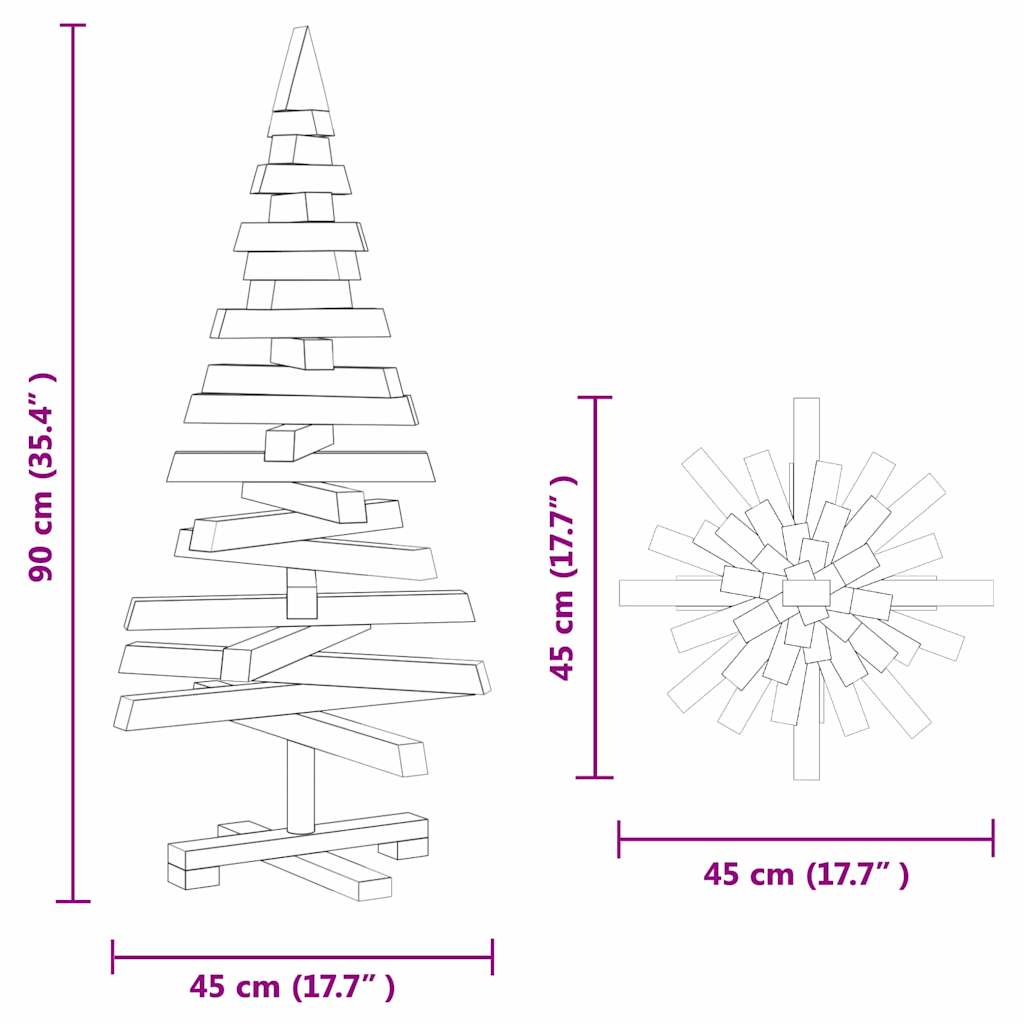 Kerstbomen met standaard Bruin 90 cm Massief grenenhout – afbeelding 11