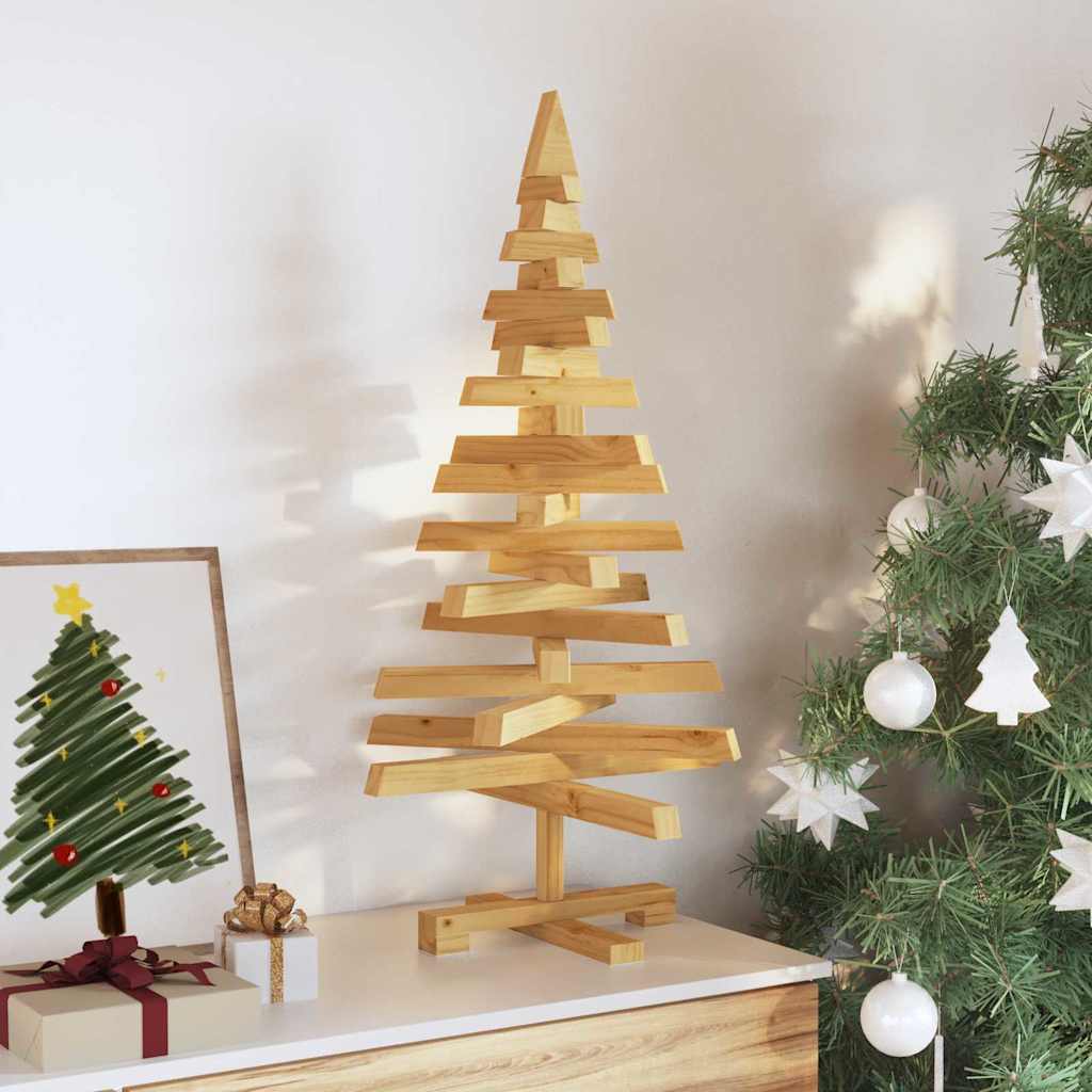 Kerstbomen met standaard Bruin 90 cm Massief grenenhout – afbeelding 3