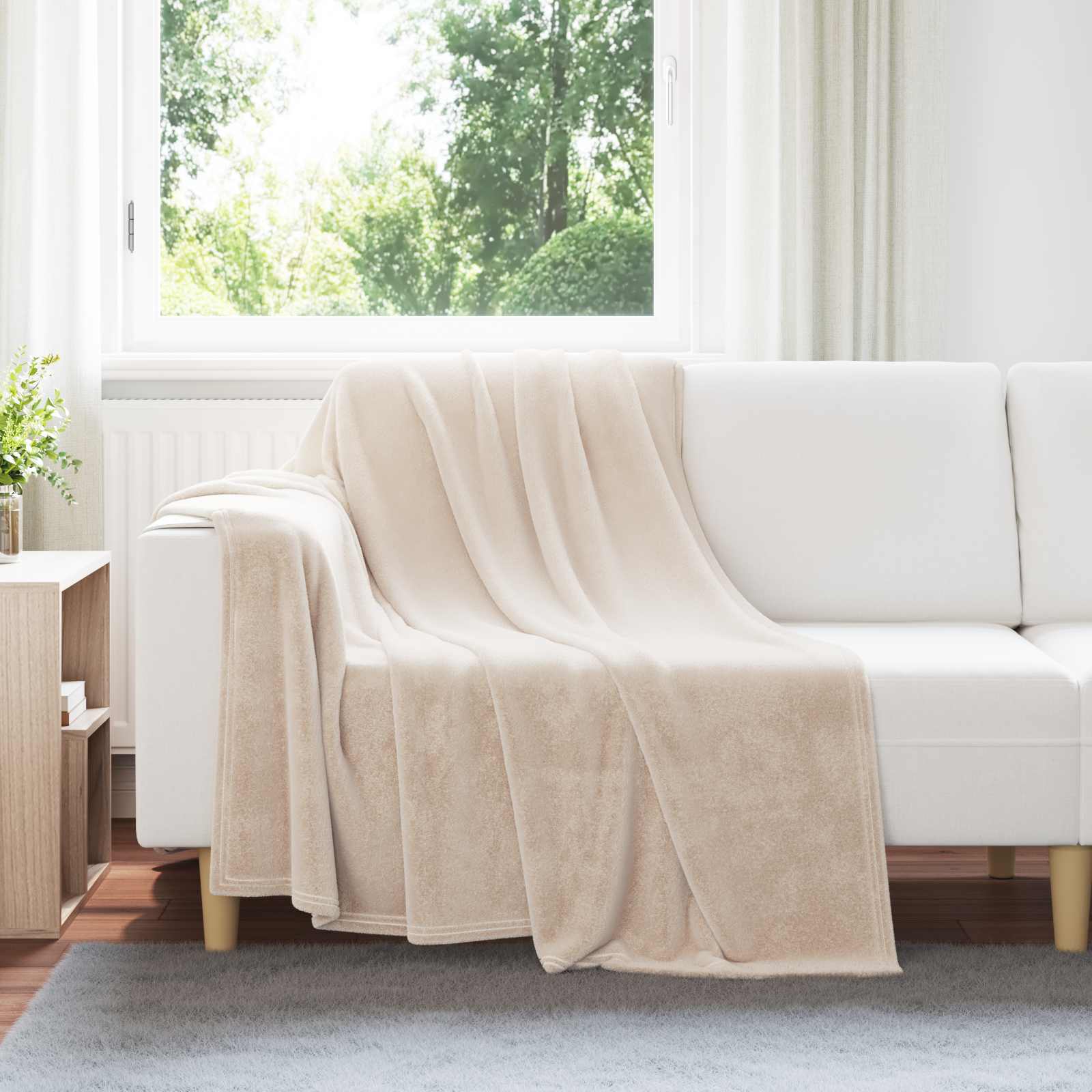 Gooi Deken Beige 150 x 200 cm Fleece – afbeelding 1