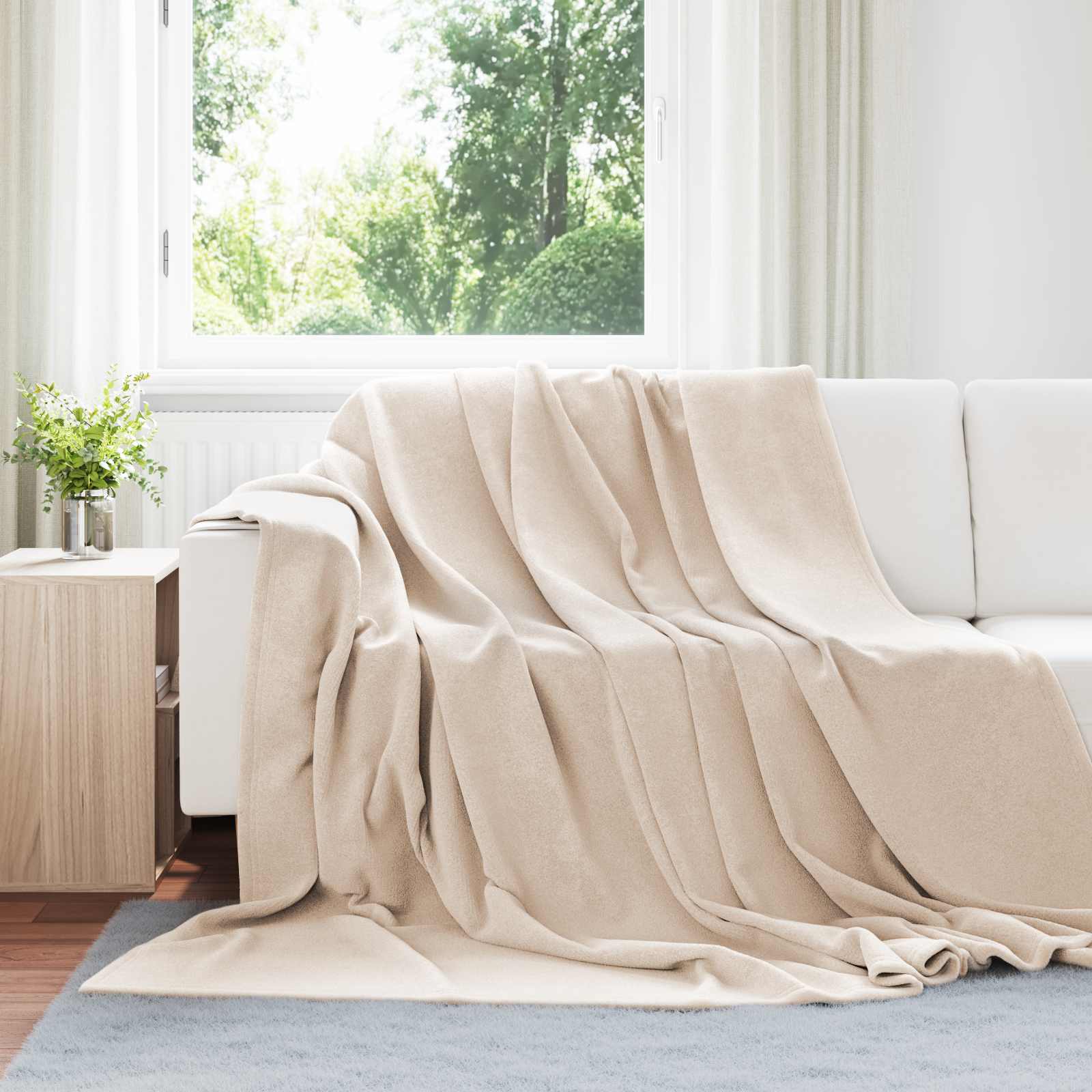 Gooi Deken Beige 220 x 240 cm Fleece – afbeelding 1