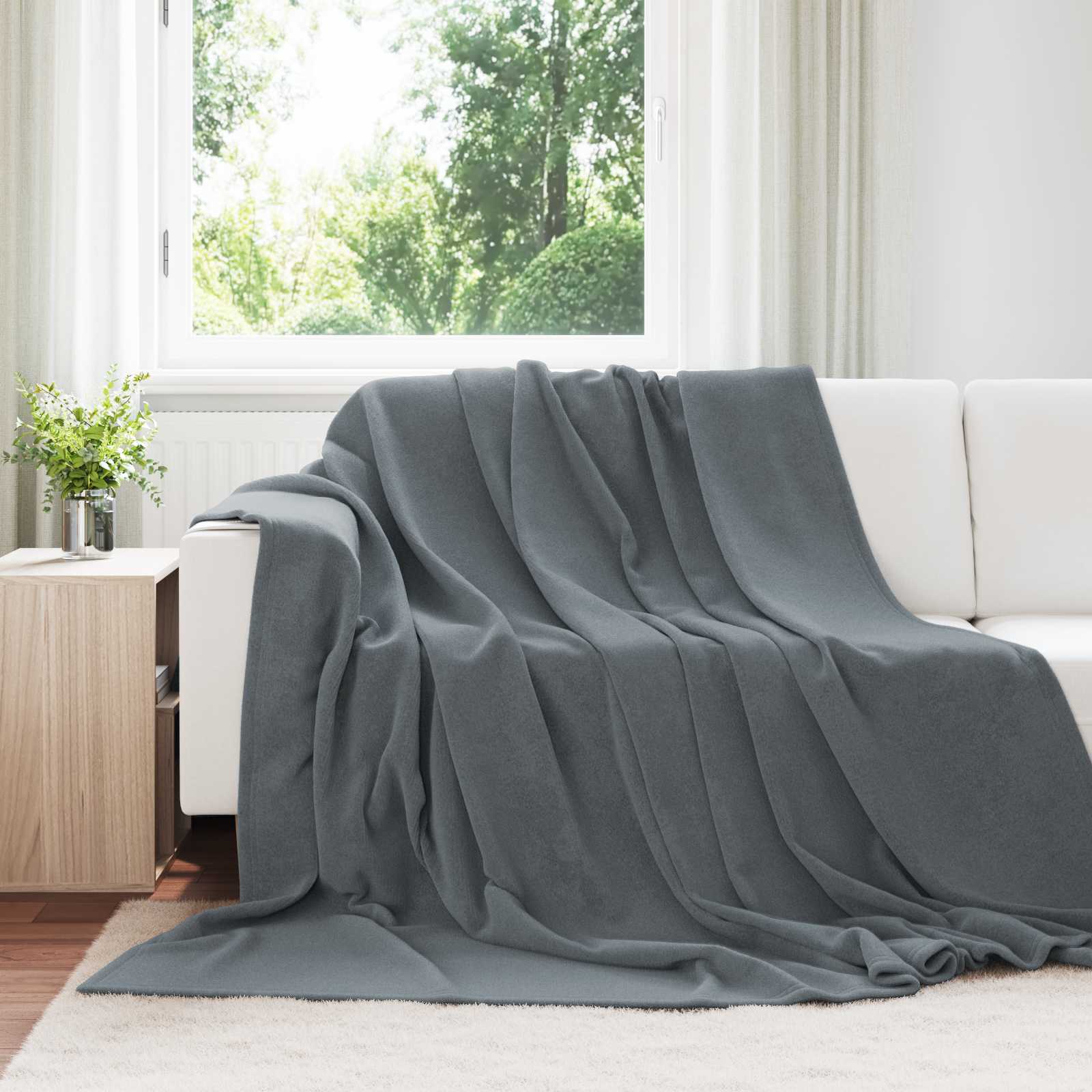 Kleden 6 pcs Donkergrijs 240 x 270 cm Fleece – afbeelding 1