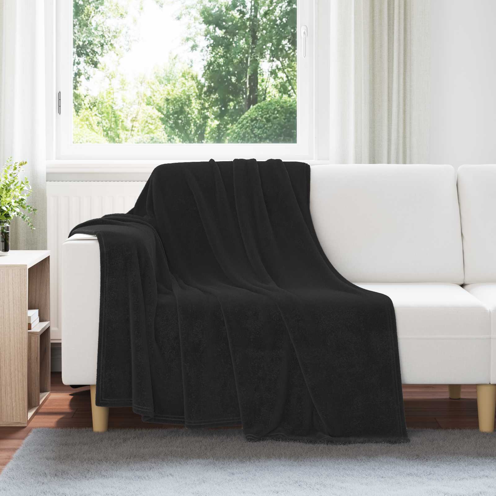 Kleden 6 pcs Zwart 150 x 200 cm Fleece – afbeelding 1
