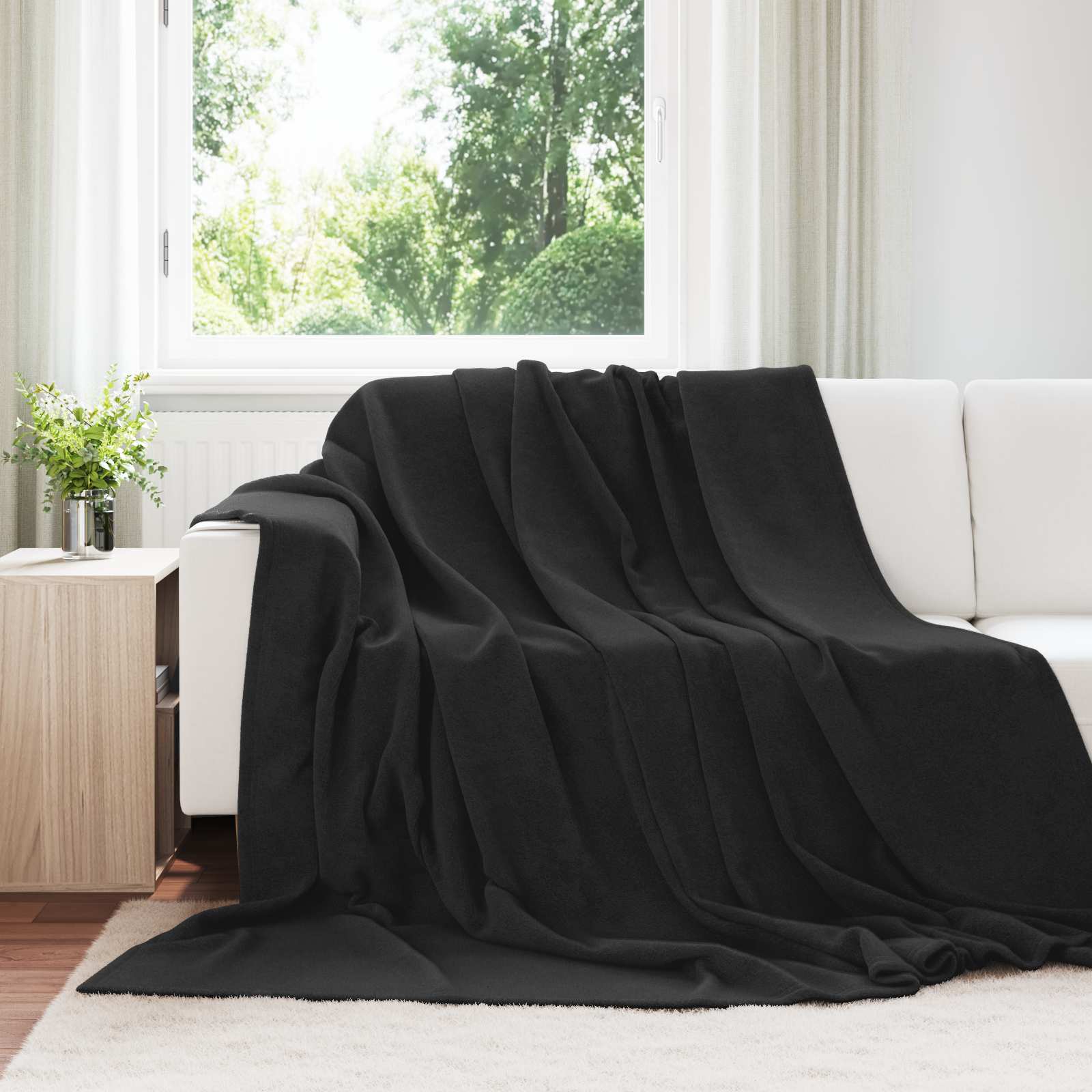 Kleden 6 pcs Zwart 240 x 270 cm Fleece – afbeelding 1