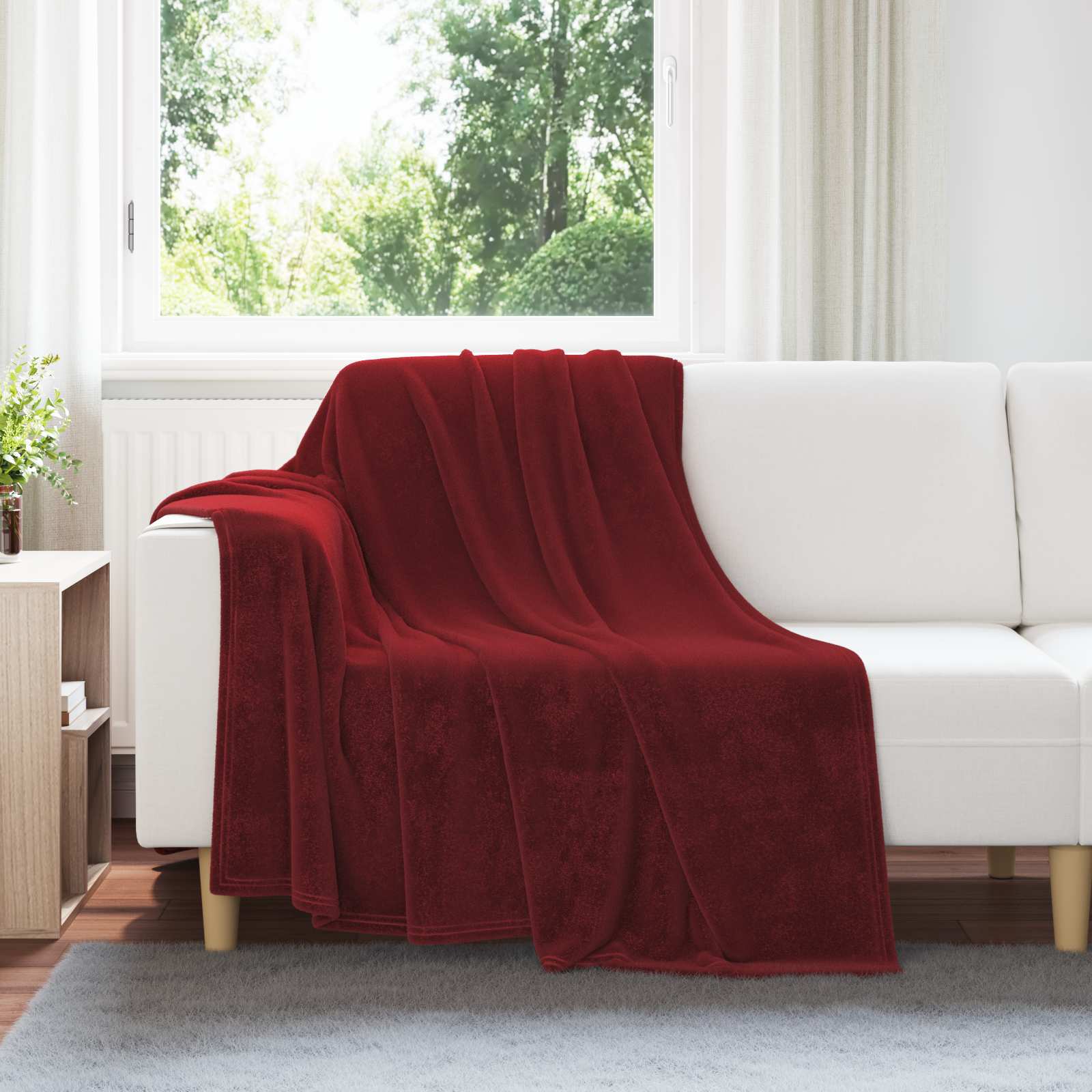 Kleden 6 pcs Bordeaux Rood 150 x 200 cm Fleece – afbeelding 1