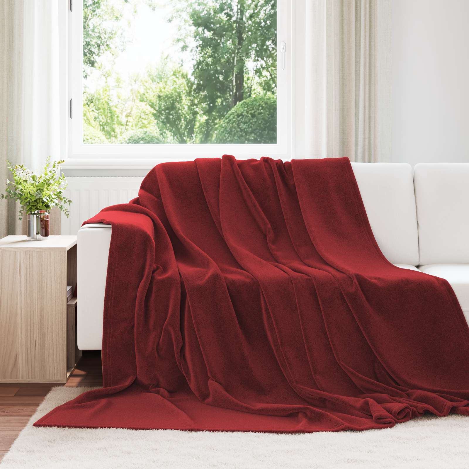 Kleden 6 pcs Bordeaux Rood 220 x 240 cm Fleece – afbeelding 1