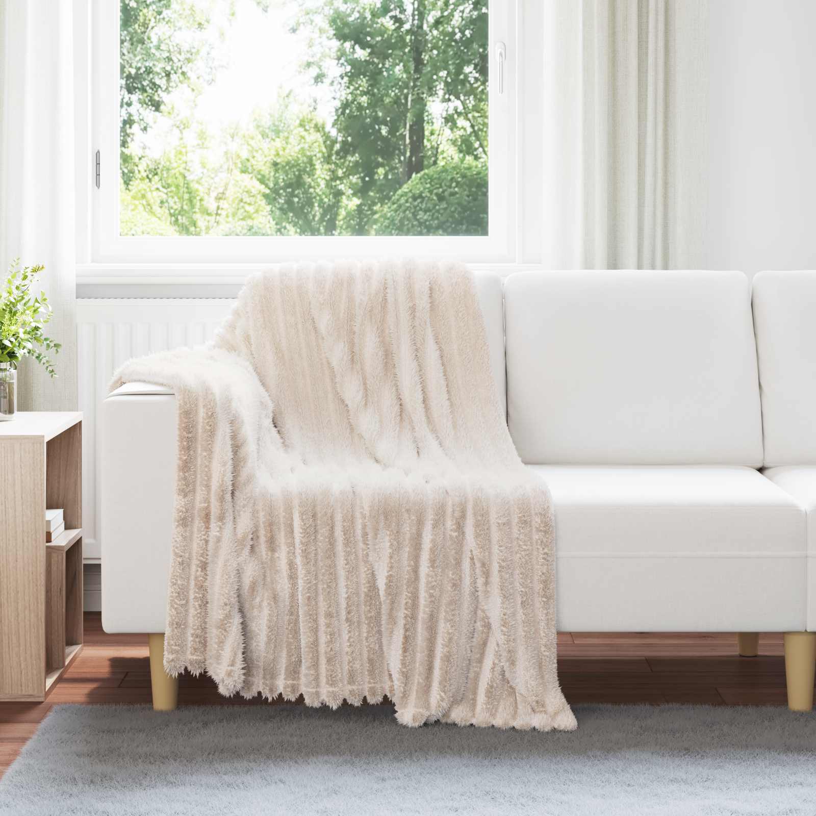 Gooi Deken Beige 150 x 130 cm Fleece – afbeelding 1