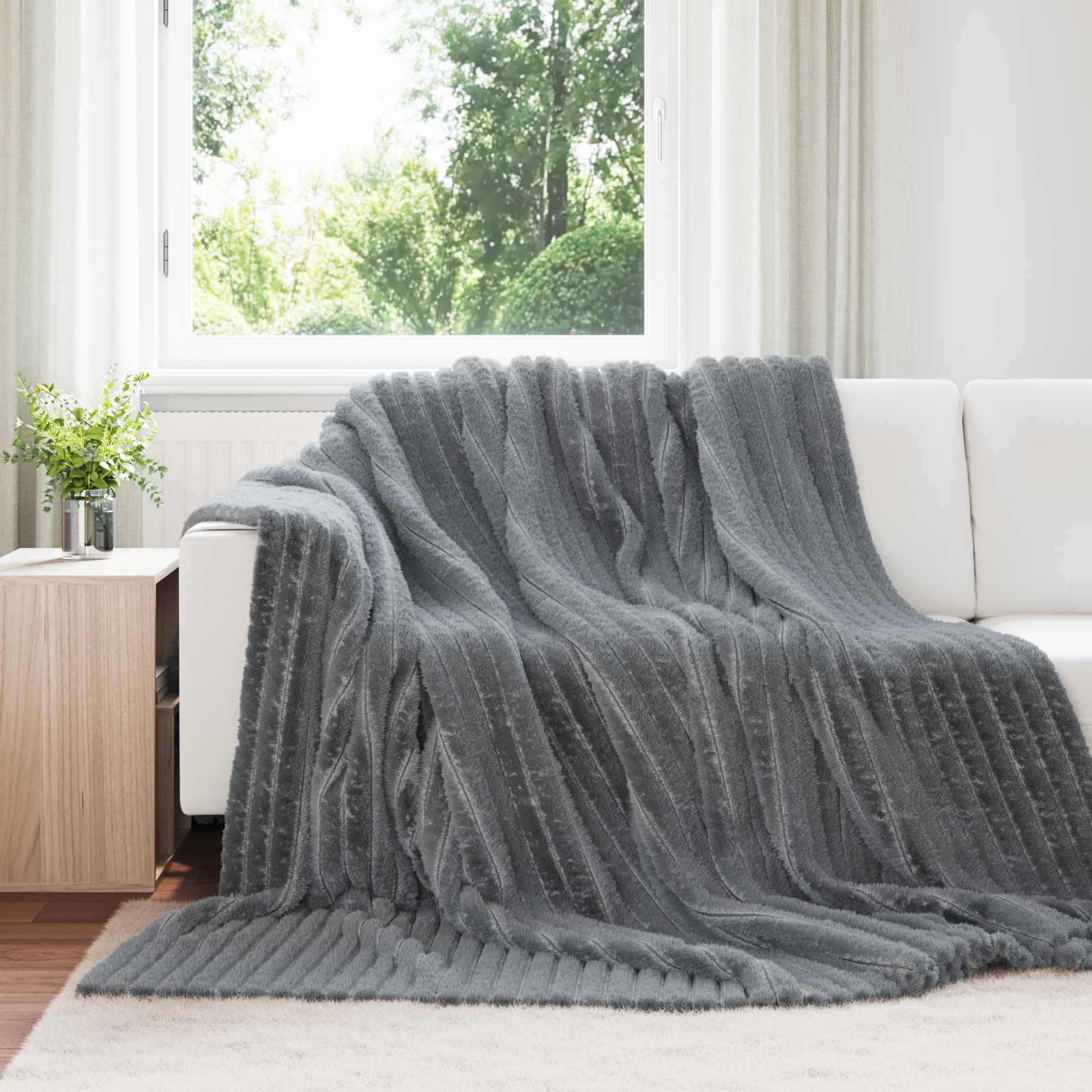 Gooi Deken Donkergrijs 240 x 220 cm Fleece
