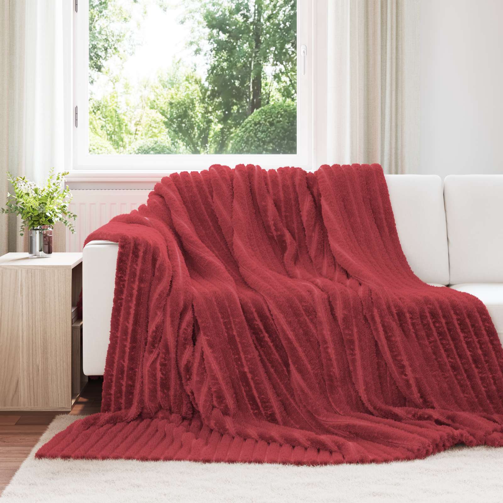 Gooi Deken Bordeaux Rood 270 x 240 cm Fleece – afbeelding 1