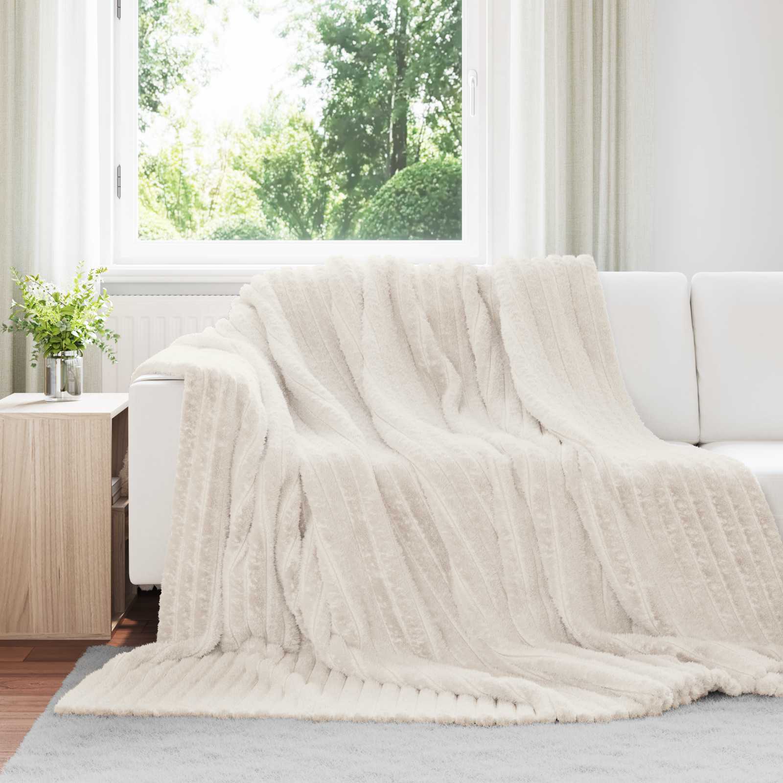 Gooi Deken Crème 240 x 220 cm Fleece – afbeelding 1